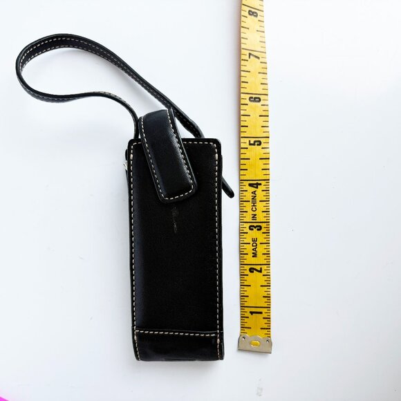 Vintage Coach Cell Phone Case Black Leather White Stitch 90s Retro - Picture 2 of 7